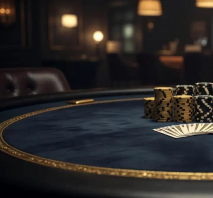 Stylowe stoły pokerowe z profesjonalnymi kartami i żetonami