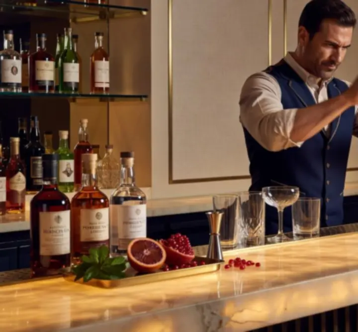 Bar z kolorowymi koktajlami w DoxaDon Taprobane